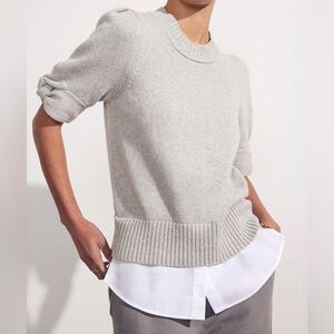 Brochu Walker Emmet Short Sleeved Sweater Shirt in Oyster Grey - Cashmere Cotton